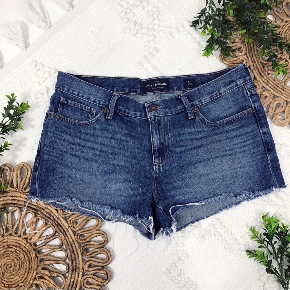 Lucky Brand The Cut Off Frayed Hem Denim Shorts